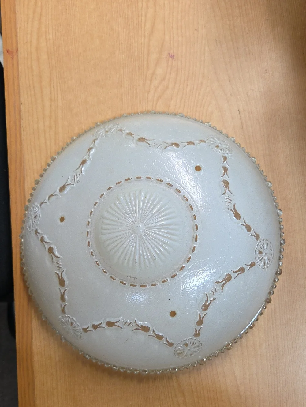 Vintage Art Deco or MCM Glass Ceiling Cover Light Shade